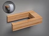 Hanseküche Toilettenpapierhalter ohne Bohren – FSC®-Zertifiziert – Hochwertiger Klorollenhalter Holz – Klopapierhalter Bambus – Ohne kleben, WC Halterung