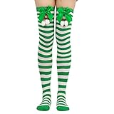Weihnachten Schleife Haarballen Oberschenkel Hohe Lange Strümpfe Überkniestrümpfe Weihnachten Kostüme Socken Kniehohe Lange Gestreifte Strumpfsocken Tennis Männer (G, One Size)