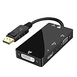 suckoo Ersatz 4-in-1 Displayport auf HDMI DVI VGA 3.5 Audio Kabel Splitter 1 in 4 Out 1920@1080P kompatibel Laptop Mac Host DP Externer HDMI Monitor TV Projektor Docking Adapter Konverter