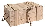 Meinposten Holzkiste mit Deckel Kiste Schatzkiste Schatztruhe Holzkasten Holz braun Truhe mit Deckel (H 18 x B 42 x T 30 cm)