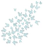 Luxbon 100 Stück 3D Schmetterling Wandtattoo Abziehbilder mit Klebepunkten Baby Schlafzimmer Deko Hellblau