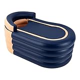140x84x74 cm Aufblasbare Badewanne mit Reißverschlussabdeckung, Tragbare Eisbadewanne Spa Badewanne mit Elektrischer Luftpumpe, Faltbare Einweichbadewanne Freistehende Erwachsene Badew