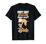 Lustiger Faultier Spruch Kopf Sagt Sport Herz Sagt Bier T-Shirt