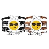 DIYthinker Sonnenbrillen-Armband, cooles Gelb, süßes Online-Chat-Armband, Handschlaufe, Lederseil, Armband, Doppelset, Geschenk
