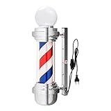 Barberpub Barber-Pole Barbierstab mit LED-Kugelleuchte Saloneinrichtung, drehbar klassisch rot-weiß-blaue Säule Barbershop-Säule L018B