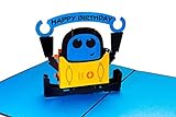 Geburtstagskarte, Roboter mit Happy Birthday Banner, 3D-Pop-up-Karte, Originelle Glückwunschkarte Alles Gute zum Geburtstag, Grußkarte, Geschenkkarte, Geburtstagskarten, Geburtstagsbillet