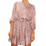 partykleid, Pailettenkleider Für Damen Partykleid Glitzerkleid - Silvester Glitzer Kleid Hochzeit Cocktailkleid Elegant Sexy Hochzeitskleid Langarm Festlich Party Pailletten Kleider Abendkleid O