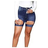 NSOT Damen Hohe Taille Ripped Hole Washed Distressed Short Jeans Klassische Mehrfarbige Hose Juniors Denim Shorts