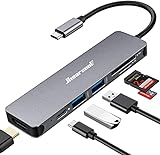 Hiearcool USB C Hub, USB C Multi-Port Adapter für MacBook Pro, 7 in 1 USB C auf HDMI Hub Dongle kompatibel für USB C Laptops und andere Typ C Geräte (4K HDMI USB 3.0 SD/TF Kartenleser 100W PD)