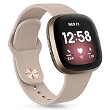 Oumida für Fitbit Versa 3 Armband/Fitbit Versa 4 Armband/Fitbit Sense Armband für Damen Herren, Silikon Armbänder Sport Ersatz Uhrenarmband für Fitbit Versa 3/Versa 4/Sense/Sense 2, Milchtee Farbe