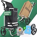 Heimfleiss® Einkaufstrolley klappbar mit 56L Volumen [+ Ersatzräder] | Einkaufswagen klappbar mit 50kg Traglast | Leichte Einkaufstasche mit Rollen | Hackenporsche Shopping Trolley Groß mit Kü