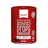 Xucker Schoko-Drops Edelbitter mit Xylit - Schokolade mit Xylit Zuckerersatz I Vegane Xucker Schokodrops I Zuckerreduzierte Süßigkeiten zum Backen (min. 75% Kakaoanteil / 200g)