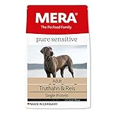 MERA pure sensitive Truthahn & Reis, Hundefutter trocken für sensible Hunde, Trockenfutter aus Truthahn und Reis, Futter für ausgewachsene Hunde, ohne Weizen und Zucker (12,5 kg)
