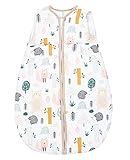 TupTam Baby Ganzjahres Schlafsack ohne Ärmel Wattiert, Farbe: Wald/Beige, Größe: 62-74