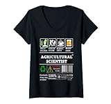 Damen Agricultural Scientist Skills Included Problemlösungs-Etikett T-Shirt mit V-Ausschnitt