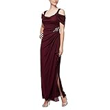 Alex Evenings Damen Long Cold Shoulder Dress (Petite and Regular Sizes) Kleid für besondere Anlässe, Verzierter Gewinn, 44 EU