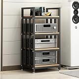 Modernes Gaming-Regal, Systemschrank mit verstellbarem Holzregal für Audio-Video-Geräte, Eck-TV-Ständer, Audio-Tower mit 3/4-Ebenen, Stereo-Regal, Schwarzbraun, 50 x 40 x 100