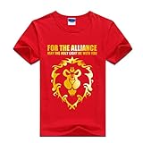 QWEIAS Kurzärmliges T-Shirt mit Rundhalsausschnitt für Herren für World of Warcraft, Sommer, lässige Sweatshirts, einfarbig, Golf-T-Shirts, Hemden, Oberteile-Red||XL