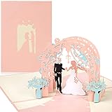 papercrush® Pop-Up Hochzeitskarte Brautpaar (Rosa) - Besondere 3D-Karte zur Hochzeit, Glückwunschkarte zur Trauung - Handgemachtes Hochzeitsbillet inkl. Umschlag