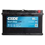 Exide EK800 12V 80Ah 800A AGM VRLA Autobatterie 99961108010-3 Jahre Garantie