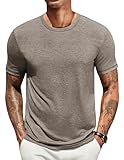 COOFANDY T Shirt Herren Sommer T Shirt Rundhals T-Shirt Unterhemd Kurzarm Shirt Männer Sommer Basic Tops Einfarbig Basic Tshirt Unterziehshirt Dunkelkhaki L