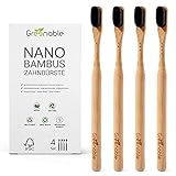 Greenable ® Nano Zahnbürste aus Bambus [4er Set] – 20.000 Extra weiche Borsten – 100% BPA-frei - Bamboo Toothbrush - Vegane & umweltfreundliche Bambus Zahnbürste (Schwarz)
