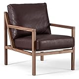 Jonas Ihreborn Seventy Five Holzsessel Schwedischer Designklassiker, Leder - Vitoria, Ebony, Breite 59 cm Sitztiefe 50 cm