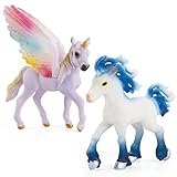 Einhorn Pony Spielzeug Nesloonp 2 Stück PuppeNesloonp My Little Pony 2 Pieces, Classic Rainbow Pony, 35248 Unicorn and Pegasus Collection, Retro Gift Animal Dolls, Children's Horse Toys, Fairy