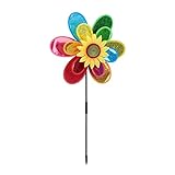 Relaxdays Windrad Blume, dekorativer Blumenstecker, Gartendeko für Balkon oder Terrasse, HBT 74,5 x 37,5 x 14 cm, bunt