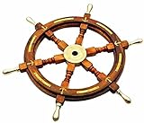 Nautisches Rad, Holzrad, Schiffsrad, Vintage, nautische Dekoration, nautische Möbel, nautische Antiquitäten, nautisch, mit Messinggriff, 61 cm