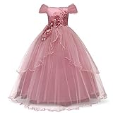 TTYAOVO Mädchen Festzug Ballkleider Kinder Bestickt Brautkleid (Größe160) 11-12 Jahre 431 Rosa