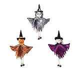 MANMAOHE 3 Stück Halloween Hexe Plüsch mit Spinnennetzkappe kleine Hexenpuppe für Tischdekoration Cartoon Geist Kürbis Hexe Plüsch Puppe skandinavische Häuser Figuren