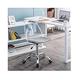 DIANDIAN Schreibtischstuhl PC-Sitz Leder Kissen Rolling Bürostuhl Klares Hubamt Swivel-Task-Stuhl/Stahl Füße Armless-Schreibtischstuhl Bürostühle (Color : Transparent Gray Cushion)