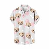Dmmtot Individuelles T-Shirt für Herren, Hawaii-Hemd mit lustigem Druck, niedliches Hawaii-Hemd mit Gesichtsbild für Männer, individuelle Hemden, personalisierbar, lustig, Button-Down,