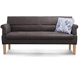Cavadore 3-Sitzer Sofa Kira mit Federkern / Sitzbank für Küche, Esszimmer / Inkl. Armteilfunktion / 189 x 94 x 81 / Kunstleder grau