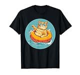 Die dicke und flauschige Katze liebt Rivertubing im Sommer T-Shirt