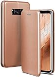 ONEFLOW Handyhülle kompatibel mit Samsung Galaxy S8 - Hülle klappbar, Handytasche mit Kartenfach, Flip Case Call Funktion, Leder Optik Klapphülle mit Silikon Bumper, Rosegold