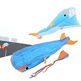 FASJ Kite, Leichter 3D-Drachen mit Schwanzschnur zum Fliegen von Drachen(Blauer Delfin)