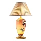 WMDSYGD Mode-Design Tischlampe Schlafzimmer Nachttisch Dekoration Tischlampe Glas Email Farbe Tischlampe Luxus Vase Tuch Lampe Schatten Wohnzimmer Beleuchtung Tisch-Nachttischlampen