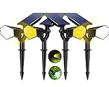 Leolee Solarleuchten Garten,26 LED Solarlampen für Außen,4 Stück Solar Gartenleuchte mit 4 Lichtmodi,500 lm,2200 mAh,IP65 Wasserdicht,180°Drehbar 2-in-1Solarstrahler Gartenbeleuchtung für Patio,Garage