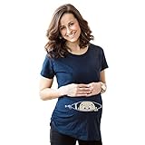 Stillpyjama Sommer Mutterschaft Top Schwangerschaft T-Shirt Frauen Cartoon Tee Baby Print Schwangere Kleidung Lustiges T-Shirt Plus Size-Dunkelblau_3XL