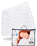 Bettdecke 155 x 220 BLANCO | Flauschige Schlaf-Decke mit Feuchtigkeitsmanagement & hoher Atmungsaktivität | Optimale Hygiene für Allergiker | Perfekte 4-Jahreszeiten Decke | Ganzjahresdecke 155x220 cm