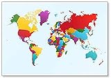 Kühlschrankmagnet, Motiv Weltkarte, bunte Länder