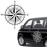 Aufkleber Kompass Windrose Aufkleber für Camper, Wohnmobil, Wohnwagen Fahrzeuge Karosserie - Offroad Sticker - Abenteuer Urlaub (110x110cm)