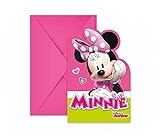 Procos 87867 - Einladungen Minnie Happy Helpers, 6 Stück mit Umschlag, Größe 14,5 x 9,5 cm, Kinder-Geburtstag, Mottoparty, Karneval