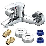 GGesii Bad Armatur Badewanne, Einhebel Wandmontage Duscharmatur 1/2 Zoll, Brauseabgang und Wannenfüll, Badewannenarmatur Wannenarmatur, für Badewanne und D
