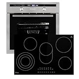 Autarkes Herdset: 60cm Einbaubackofen EB8013ED + 77cm Kochfeld KK7705RL | Drehspieß | Kerntemperaturfühler | Grill | Heißluft | Teleskopauszüge | Automatik-Timer | SET8013KK77RL