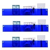 Zeitschriftenständer aus transparentem Acryl, Wandmontage, Literaturnizer für Kinder, 3 Stück, blau, hängender Broschürenhalter, 80 cm b
