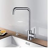 LONHEO Edelstahl Niederdruck Wasserhahn für Küche Niederdruck Küchenarmatur mit 360° Schwenkbarer Mischbatterie Wasserhahnarmatur für Küche Waschbecken