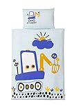 PEKENITO® Premium Collection: Baby Bettwäsche - Kinderbettwäsche 100 x 135 cm + Kissenbezug 40 x 60 cm – aus 100% Baumwolle im süßen Bagger Design